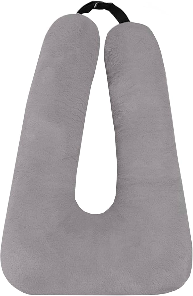 Kids Travel Pillow Car Pillow, Travel Pillow with Lining, Neck and Head Support Cushion for Kids and Adults, Perfect for Long Distance Travel, Car Seats, Airplanes, and Road Trips (Grey)
