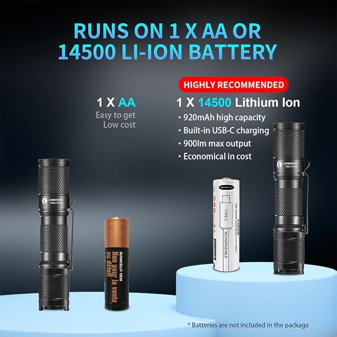 LUMINTOP Tool AA 2.0 EDC Flashlight, Pocket-Sized Keychain Light, Super Bright 650 Lumens, 5 Modes with Mode Memory, IP68 Waterproof LED Torch for Camping Hiking Emergency