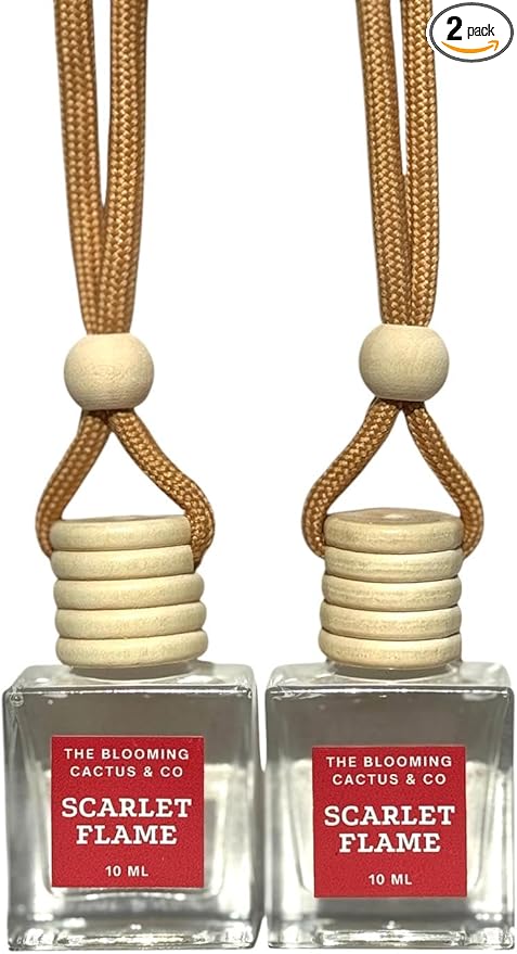Automobile Diffuser, Long Lasting Car Air Freshener 2 Pack, Hanging Fresh Aroma Diffuser, Natural Essential Oil Fragrance for Removing Odors, Auto Interior Decor, Made in USA | SCARLET FLAME - 10 ML