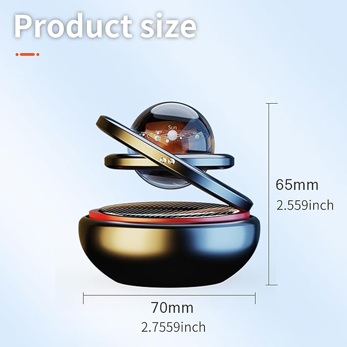 Kwak's Car Air Freshener Solar Energy Rotating Refillable Air Purifier for Car Interior Dashboard Autorotation Decoration Accessories(Black)