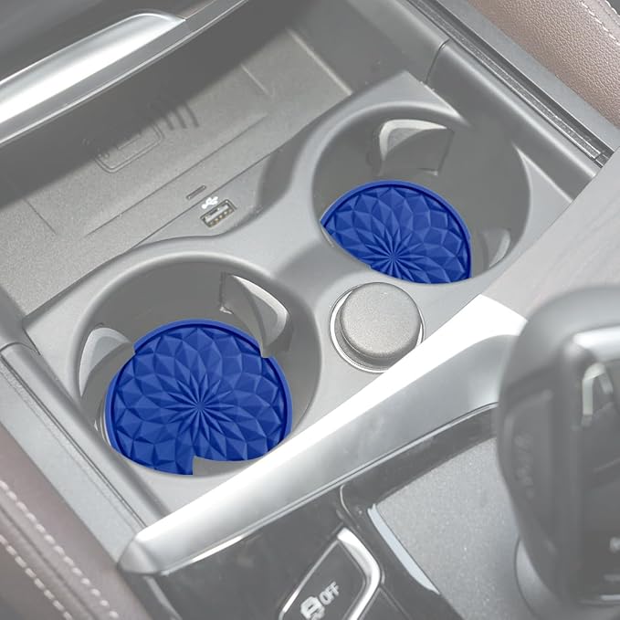 Car Cup Coaster, Universal Automotive Waterproof Non-Slip Cup Holders Sift-Proof Spill Holder Car Interior Accessories 4 Pack Dark Blue