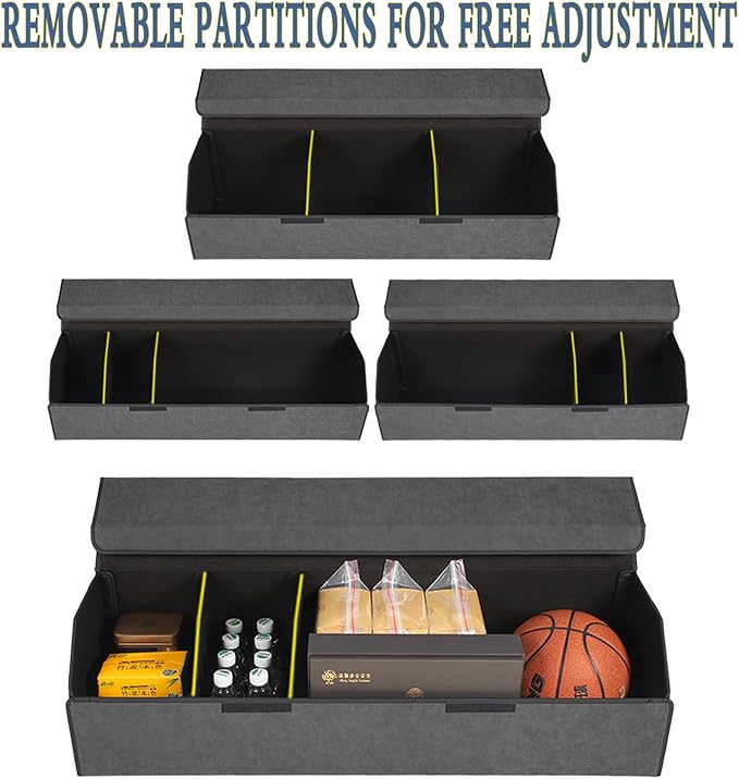 Trunk Organizer for Jeep Grand Cherokee 2021-2025 - Black Alcantara Leather Storage Box, Tailored Precision, Maximize Your Storage, Large Foldable Trunk Organizer Boxs with 3 Compartment