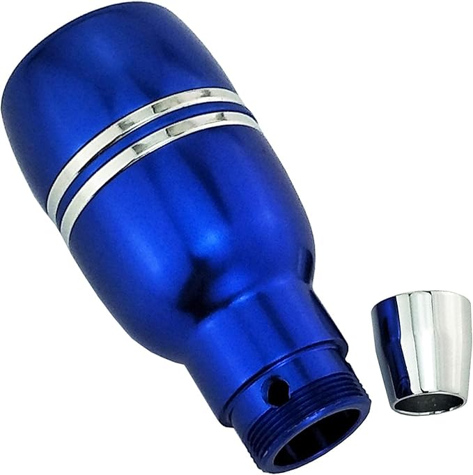 Lunsom Weighted Shifter, Leather Aluminum Alloy Long Shift Knob Stick Handle Shifting Lever Head Gear Knob Fit for Most Manual Transmission Vehicles (Blue)