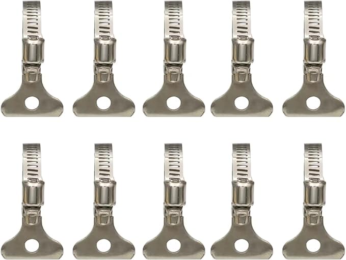 10-Piece Set of 304 Stainless Steel Hose Clamps, Adjustable Spiral Hose Clamps, Key type hose clamps for Plumbing, Automotive, Mechanical and More Applications. (Size:21-38mm【13/16"-1 1/2"】）