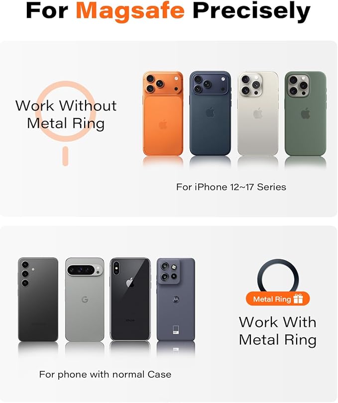 APPS2Car for MagSafe Car Mount, Magnetic Phone Holder for Car Dashboard Windshield iPhone Mount Holder Compatible with iPhone 17 16 15 14 13 12 Pro Plus Max, 17 Strong Magnets, Charging Not Supported