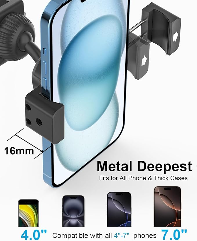 woleyi Car Steering Wheel Phone Holder - [Thick Cases Friendly] 360° Rotatable Phone Holders for Your Car Mount Automobile Hands Free Cradle for iPhone Air 17 16 15 14 13 Pro Max, Galaxy, 4-7" Phones