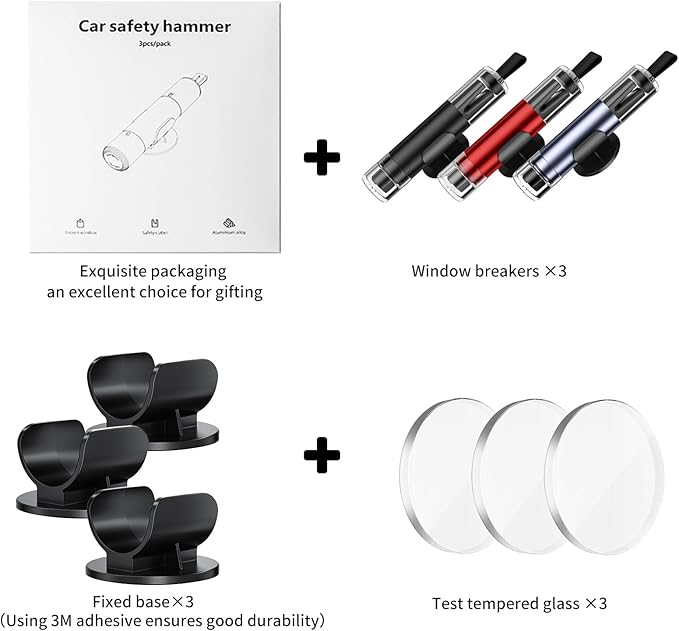 Car Safety hammer Seatbelt Cutter, Upgraded Transparent Lid Window Breaker Seatbelt Cutter Underwater,2 in 1 Emergency Automotive Escape Tools,Portable car Window Breaker Tool,car Accessories