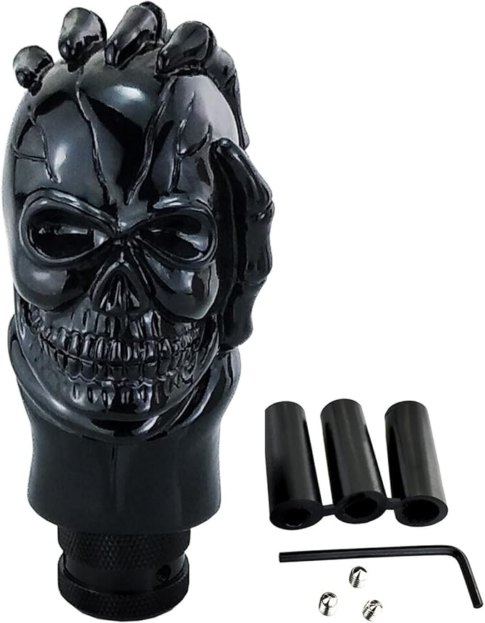 Lunsom Skull Gear Lever Shifter Knob Resin Bone Car Transmission Shifter Stick Handle Head Fit Most Automatic Manual Vehicles (Black)