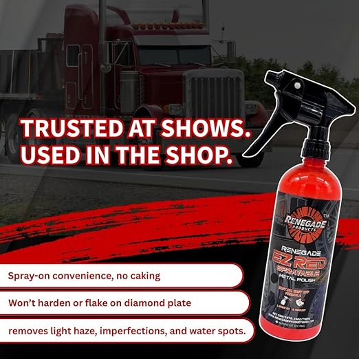Renegade Products USA - EZ Red Sprayable Metal Polish & Cleaner for Chrome, Aluminum, and Stainless Steel | High-Gloss Shine & Protection | 24oz