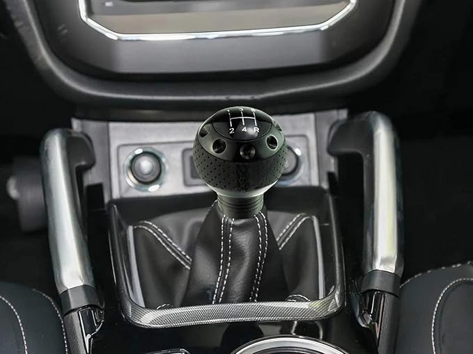 Lunsom 5 Speed Leather Shift Knob, Manual Transmission Handle Ball Gear Stick Shifter Head Fit Most Transmission Vehicle (Black)