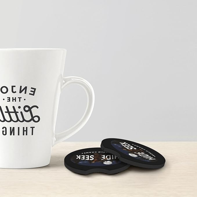 Bigfoot Hide and Seek Car Coasters for Cup Holders Pack of 2 Neoprene Cup Mat Pad Vehicle Interior Accessories for Men Women