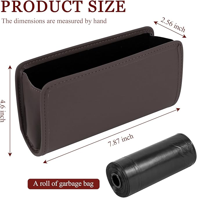 Hovom Car Trash Can, Leather Waterproof Automotive Garbage Can with Trash Bag, Hanging Mini Vehicle Trash Bin, Small Auto Door Organizer Storage Pouch, Universal Car Accessories (Brown)