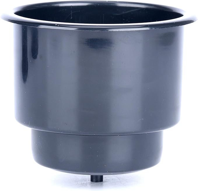 (Set of 5) Amarine-Made Black Recessed Drop in Plastic Cup Drink Can Holder with Drain for Boat Car Marine Rv - Black