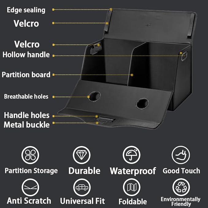 Leather Trunk Organizer,Foldable,Multi-Compartment,With Breathable Holes for Car SUV Truck MPV,Camping Picnic,Home Large 26 * 13.7 * 13.7 inch Orange
