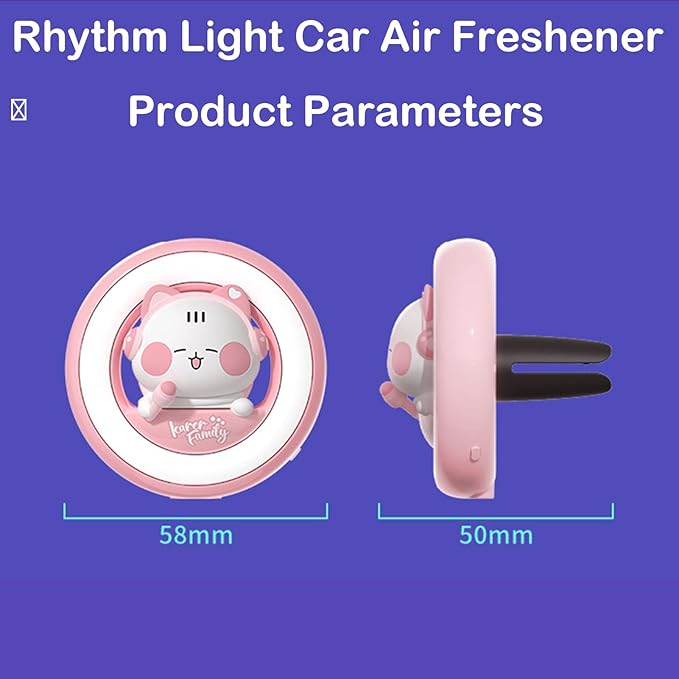 Car Air Fresheners, Cute Car Voice-Activated Rhythm Light Automotive Air Outlet Fan Diffuser, Automotive Interiors Vent Decoration (Blue)