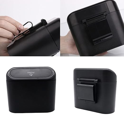 Car Trash Can Bin with Lid - Universal Vehicle Mini Leakproof Garbage Can Bin with 20pcs Trash Bags Can Organizer Storage for Front Back Seat Accessories for Auto Office Bedroom Home(Black)