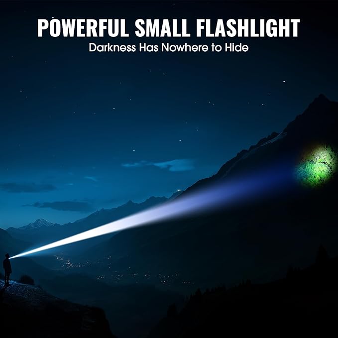 Rechargeable Tactical Flashlights, High Lumens Small Mini USB-C LED Flashlight, Compact EDC Flash Light, 4 Modes&Memory, Waterproof Pocket Lights for Home,Camping,Emergency,Stocking Stuffer for Men