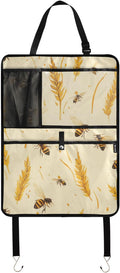 Fall Wheat Yellow Bees 1 Pack Backseat Car Organizer with Storage Pockets Seat Back Organizers for Kids Kick Mats Backseat Protector Automotive