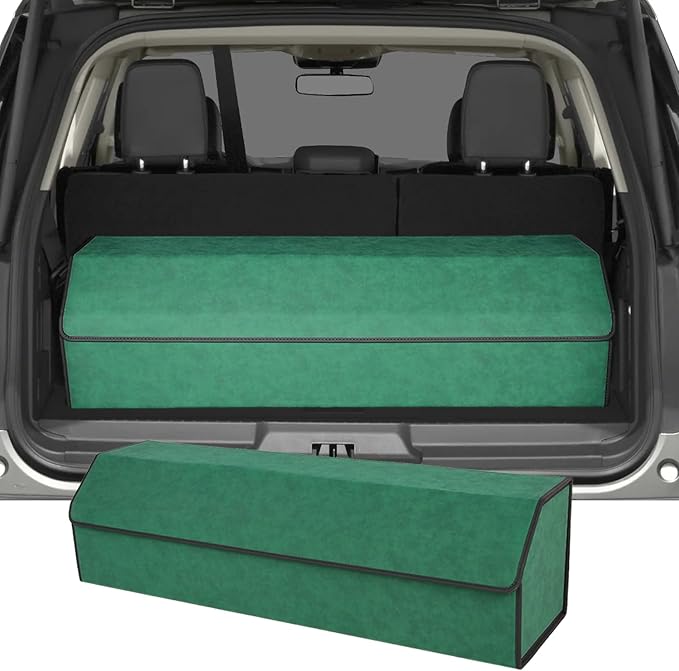 Trunk Organizer for Ford Expedition 2018-2025 - Green Alcantara Leather Storage Box, Tailored Precision, Maximize Your Storage, Large Foldable Trunk Organizer Boxs with 3 Compartments