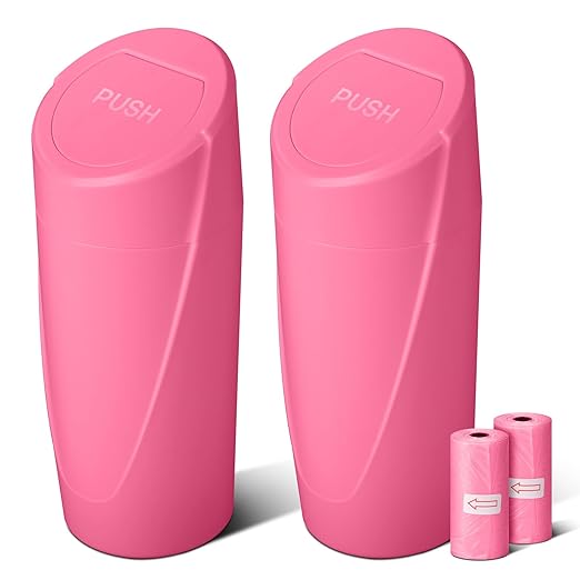 Car Trash Can Bin with Lid-2 Packs Car Garbage Can Cup Holder-Rose Red Mini Leakproof Vehicle Trash Garbage Can Bin with 40pcs Trash Bags-Car Organizers and Storage for Front Back Seat Accessories
