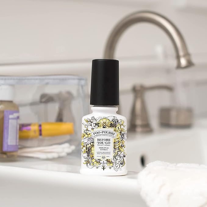 Poo-Pourri Before-you-Go Toilet Spray Bundle, Original Citrus 2 Fl Oz and Original Citrus 1 Fl Oz Pocket Travel Size - Lemon, Bergamot and Lemongrass