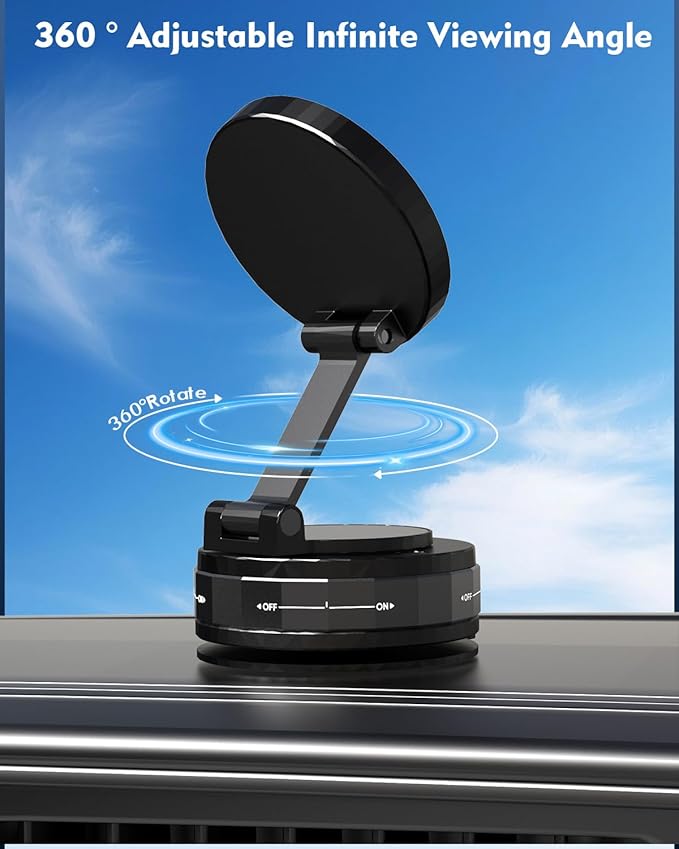 Wireless Car Charger, MagSafe Car Mount Charger [15W Magnetic Fast Wireless Charging] 360° Adjustable Phone Holder Compatible with iPhone 17 16 15 14 13 12 11 X/XS, Samsung S23 Ultra S22 S21 S20/S10+