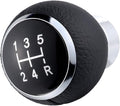 Lunsom Leather Stick Gear Knob 5 Speed Shifter Knobs Alloy Car Shifting Lever Head Fit Manual Automatic Transmission Vehicle (Black)