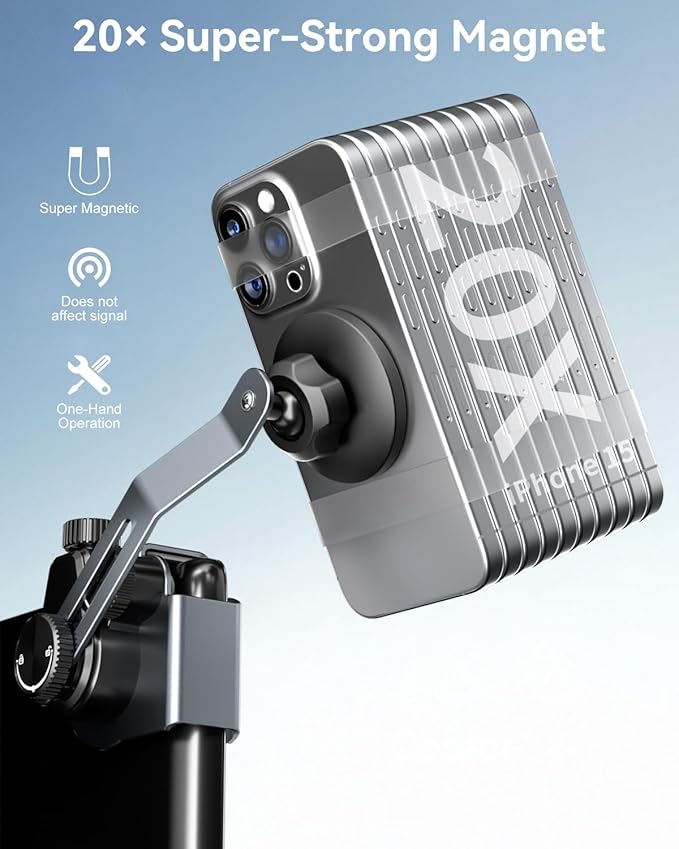 CloudValley Upgrade Phone Mount Car Holder for Tesla Model 3/ Y/Cybertruck, 【Extendable Metal Holder】 Magnetic Model Y Juniper Stand, Compatible with iPhone MagSafe 17/16/15/14/13/12,Gray