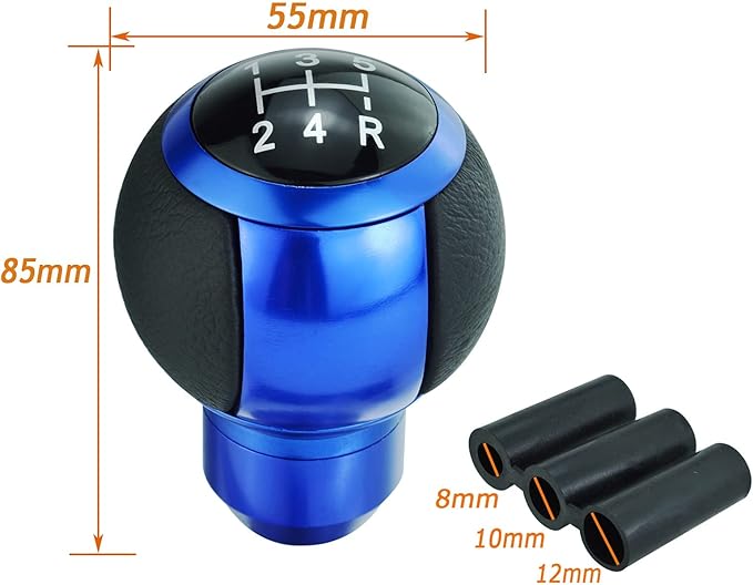 Lunsom Car Shifter Knob 5 Speed Gear Stick Head, Leather Ball Gear Shifting Knob Short Shift Lever Handle Head Fit Most Manual Transmission (Blue)