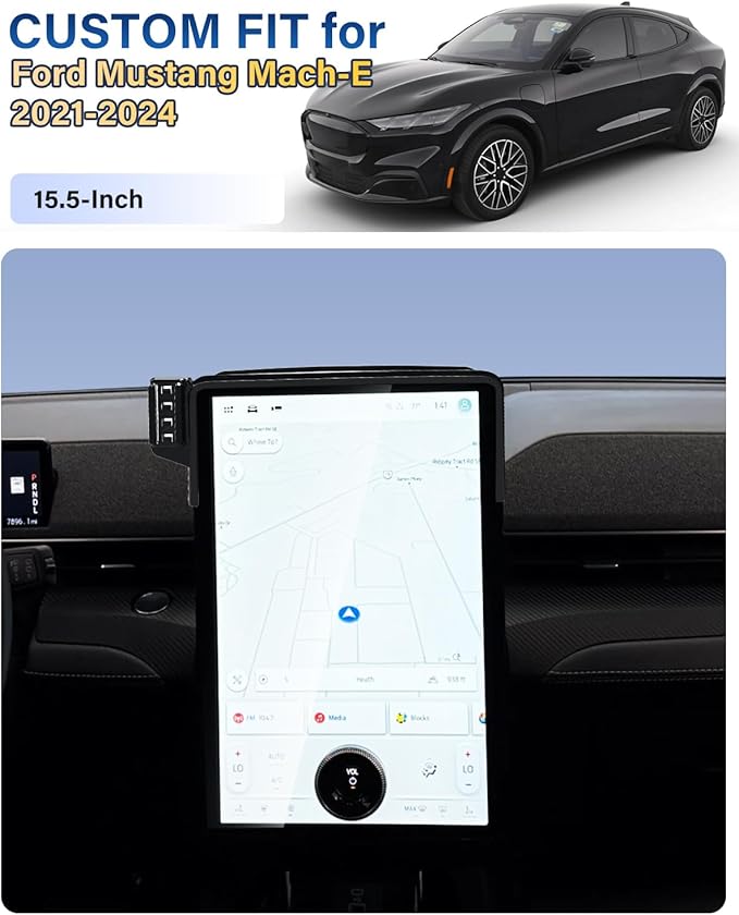 Car Phone Holder for Ford Mustang Mach-E 2021 2022 2023 2024 Accessories 15.5-Inch Screen Fixed Clip, Automobile Cradles Magnetic Phone Mount Compatible with MagSafe, Strong Magnets Cell Phone Base