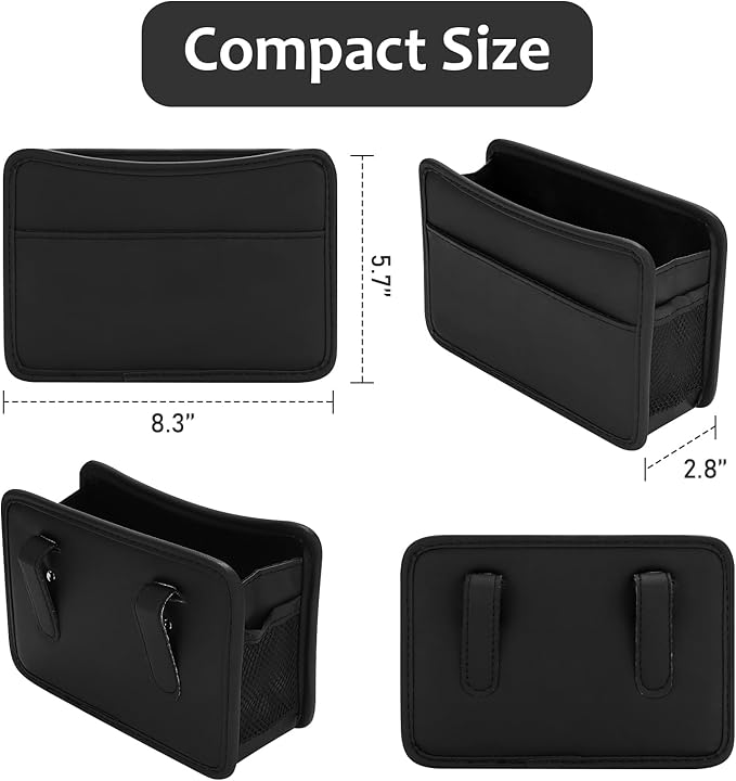 Accmor Collapsible Car Trash Can, Leather Vehicle Garbage Organizer Bin Holder with One Roll Trash Bag, Foldable Hanging Mini Cars Storage Bag Container for Auto, SUV (Black)