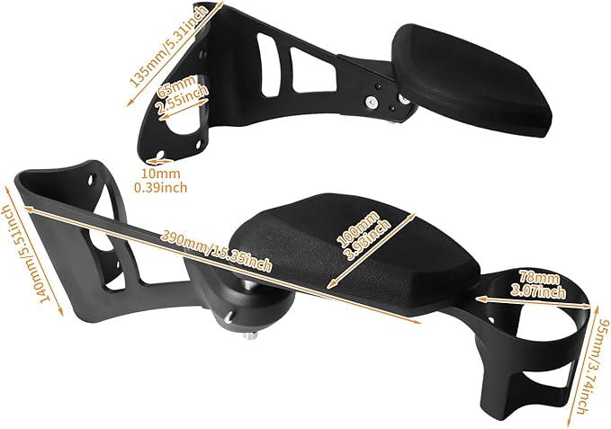 Passenger Armrests with Adjustable Cup Holder Fit for Harley Touring Electra Glide FLHT, Road Glide Ultra FLTR, Tri Glide FLHTCUTG 2014-2024 (Black)