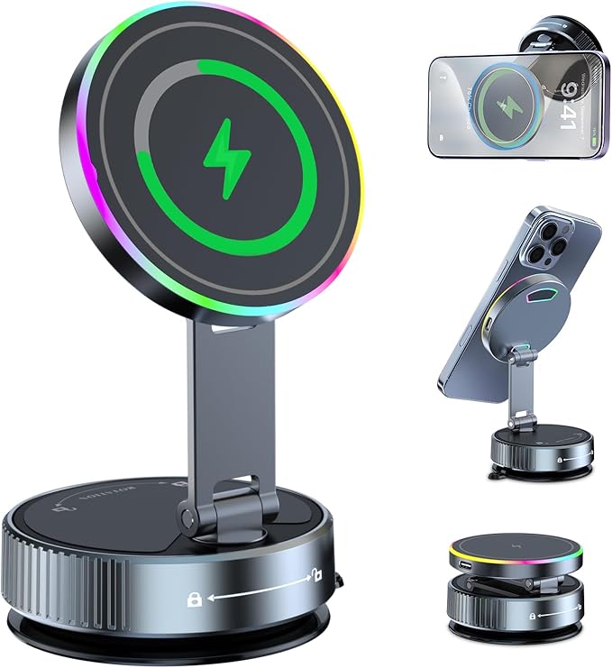 Vacuum Magnetic Phone Holder, 360° Adjustable Suction Phone Mount, The Charger for Magsafe Car Mount with Strong Vacuum Suction, Gifts for Men, Phone Holder for Your Car for iPhone 17 Pro Max