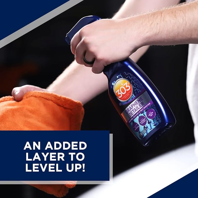 303 Products Graphene Detailer Spray, Enhances Gloss & Protection on Existing Coating, Sealants & Waxes, UV Protectant, Drying Aid, Add Ceramic Graphene Protection, Waterless Car Detailing Spray, 16oz