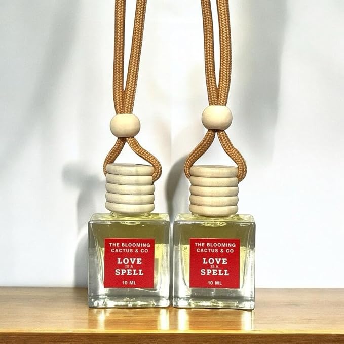 Automobile Diffuser, Long Lasting Car Air Freshener 2 Pack, Hanging Fresh Aroma Diffuser, Natural Essential Oil Fragrance for Removing Odors, Auto Interior Decor, Made in USA| LOVE SPELL (TYPE)- 10 ML