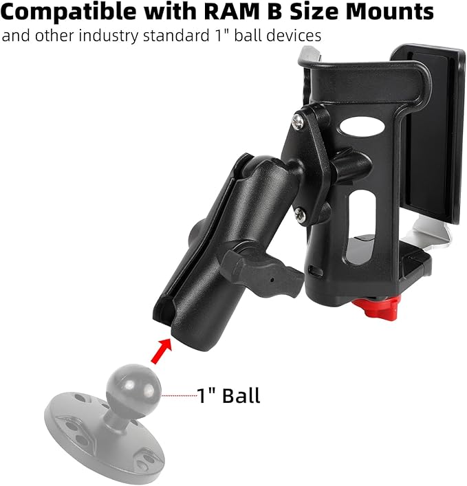 1" Ball Cup Holder with 3.54" Double Socket Arm, Extra Large Adjustable Size Drink Holder for 2.36-3.54" Diameter Bottles, Fits RAM Mounts & Motorcycle/Bike Mount