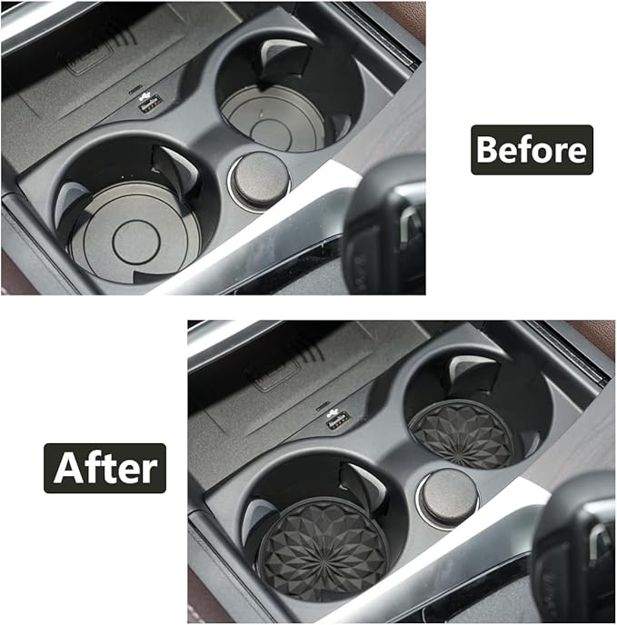 Car Cup Coaster, Universal Automotive Waterproof Non-Slip Cup Holders Sift-Proof Spill Holder Car Interior Accessories 2 Pack Black