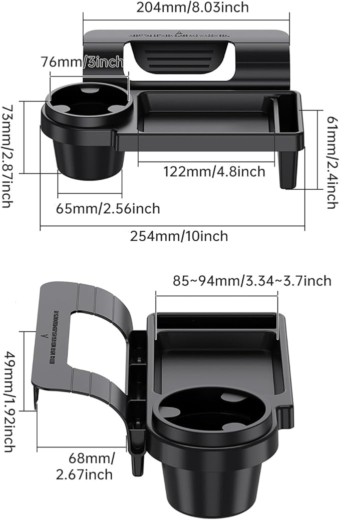 GDQ Car Window Organizer (2 Pack) - Multi-Function Clip-On Cup Holder & Phone Mount | No Drill Universal Fit for SUV/Truck/Sedan | Insert Installation