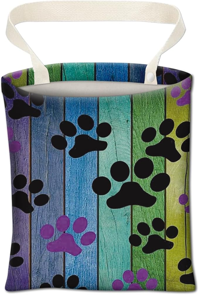 Car Trash Can, Cute Car Trash Bag, Hanging Car Organizer, Rainbow Dog Paw