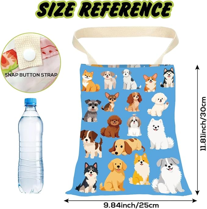 Car Trash Can Dog Proof Cute Car Trash Bag Blue Animal Pattern Polyester Washable Waterproof Cute Back Seat Organizer Storage Bin for Vehicle Interior Travel Accessories Reusable Leak Proof