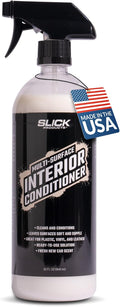 Slick Products Multi-Surface Interior Conditioner – Cleans & Conditions Vinyl, Plastic & Leather – Non-Greasy Car Interior Cleaner & Protectant – Fresh New Car Scent – 32 oz.