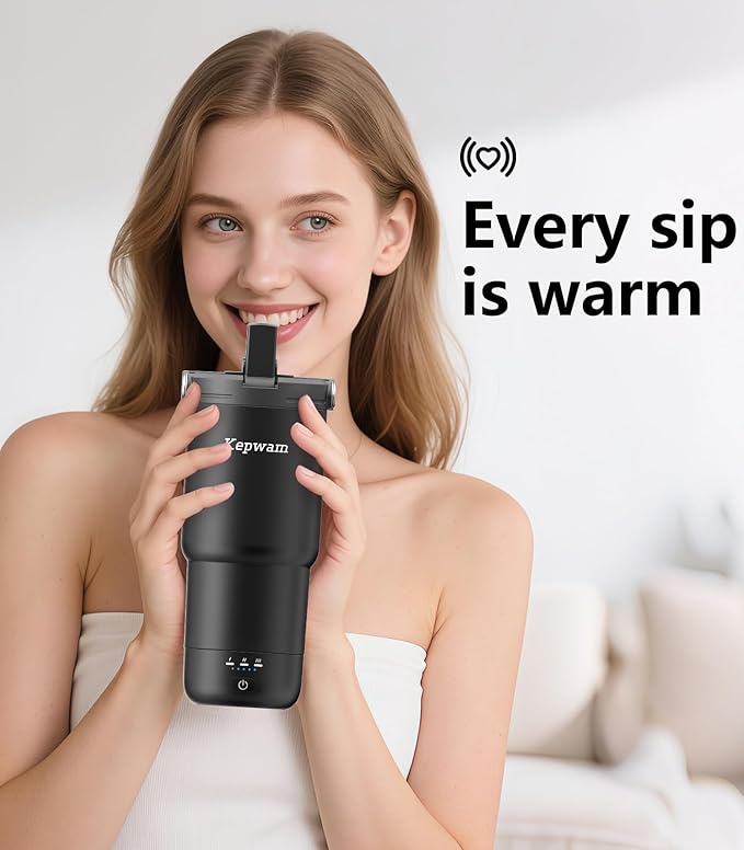 Self-Heating Travel Mug 20oz, Temperature-Controlled Coffee Warmer Mug, Smart Travel Coffee Mug Keep Coffee Drinks Hot, Heated Mug Great for Driver Outdoor Fits Car Cup Holders