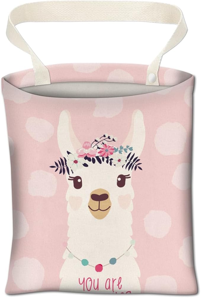 Cute Pink Llama Car Trash Can, Organizer & Storage Bag, 5L Capacity, Anti-Slip, Multipurpose