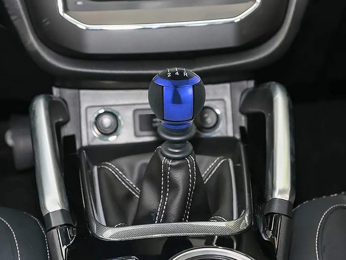 Lunsom Car Shifter Knob 5 Speed Gear Stick Head, Leather Ball Gear Shifting Knob Short Shift Lever Handle Head Fit Most Manual Transmission (Blue)