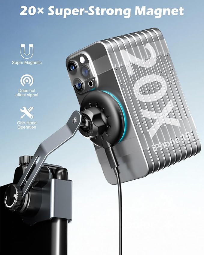 CloudValley Qi2 15W Wireless Charger Phone Mount for Tesla Model Y/3,【Extendable Metal Holder】 Compatible with iPhone MagSafe, Magnetic Adjustable Car Holder for Tesla Model 3 Highland/Y Juniper