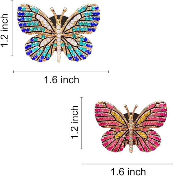 ZOSTLAND Rhinestone Car Decorative Clip,Car Air Fresheners,Metal Vent Clip,Bling Auto Air Vent,Personalized Automotive Interior Decoration Accessories,Auto Decor Gift for Women,Men(2pcs Butterfly)
