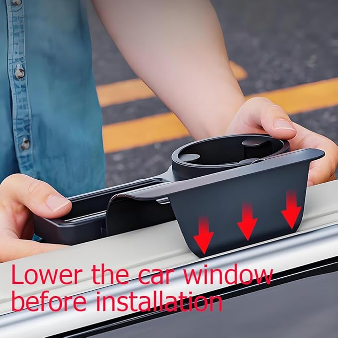 GDQ 4-in-1 Car Window Organizer - Clip-On Cup Holder & Phone Mount with Hooks | No Drill Universal Fit for SUV/Truck/Sedan | Insert Installatio（1 Pack）