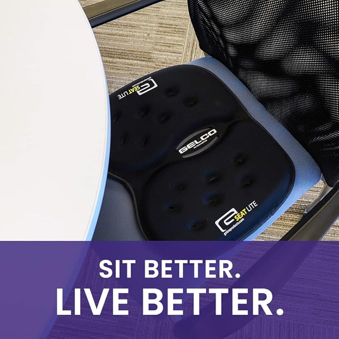 LITE Travel Gel Foam Cushion | Back Pain, Sciatica, Pressure Relief | Relieves Tailbone Discomfort, Promote Healthy Posture | Ergonomic Comfort | Car, Commute, Airplane and Travel - Gray