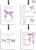 4Pcs Purple Bow Christian Car Air Freshener Hanging Girly Car Accessories Gifts for Women Teen Girl Cute Air Freshener for Interior Car Mirror Home Wardrobe Decor