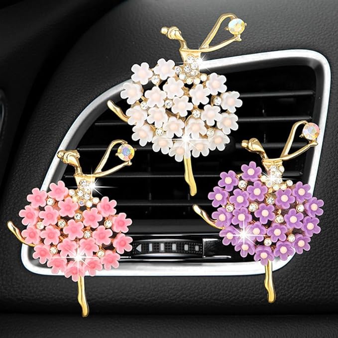 ZOSTLAND Rhinestone Car Decorative Clip,Car Air Fresheners,Metal Vent Clip,Bling Auto Air Vent,Personalized Automotive Interior Decoration Accessories,Auto Decor Gift for Women,Men(3pcs Dancers)